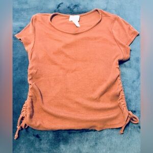 Purple Grass Mocha Cinge Side Tied Top L